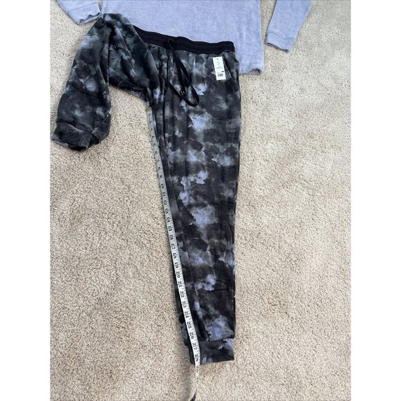 THREE DOTS Pajama Set Womans M Purple Gray Black knit Velour Lounge Stretch NWT - Picture 15 of 16